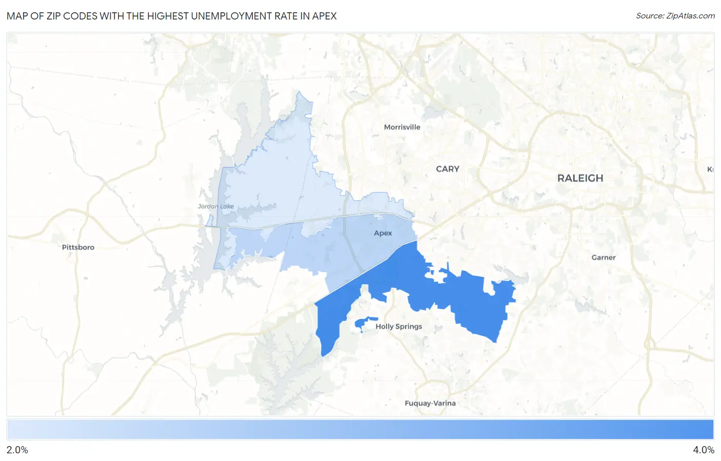 Zip Codes with the Highest Unemployment Rate in Apex Map