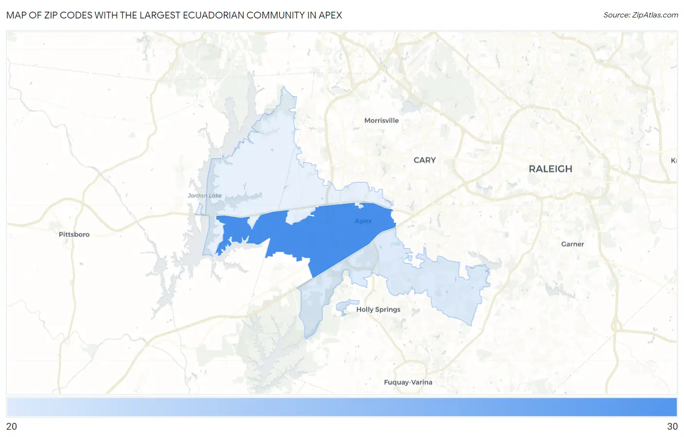 Zip Codes with the Largest Ecuadorian Community in Apex Map