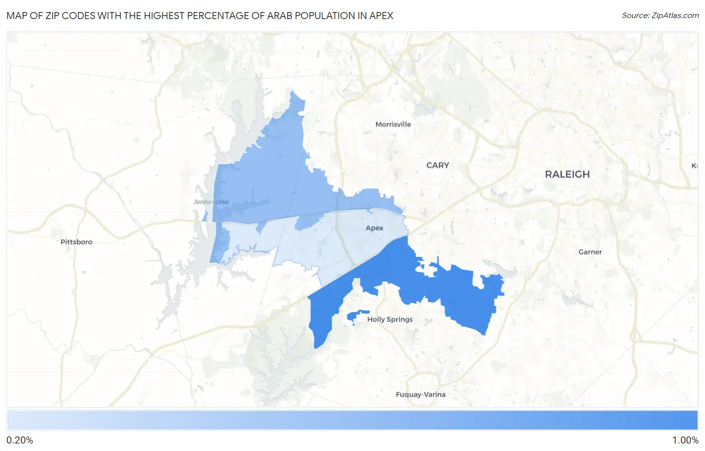 Zip Codes with the Highest Percentage of Arab Population in Apex Map