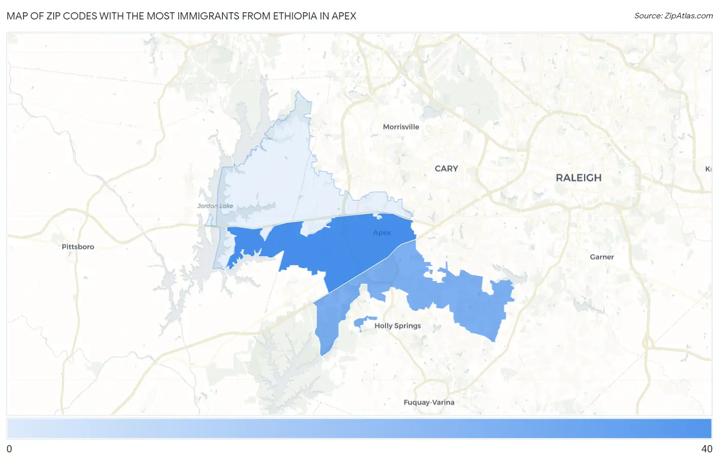 Zip Codes with the Most Immigrants from Ethiopia in Apex Map