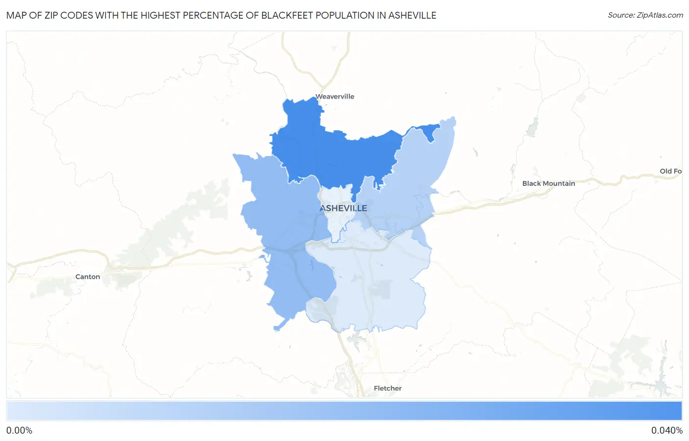 Zip Codes with the Highest Percentage of Blackfeet Population in Asheville Map