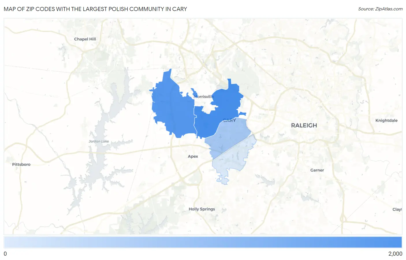 Zip Codes with the Largest Polish Community in Cary Map