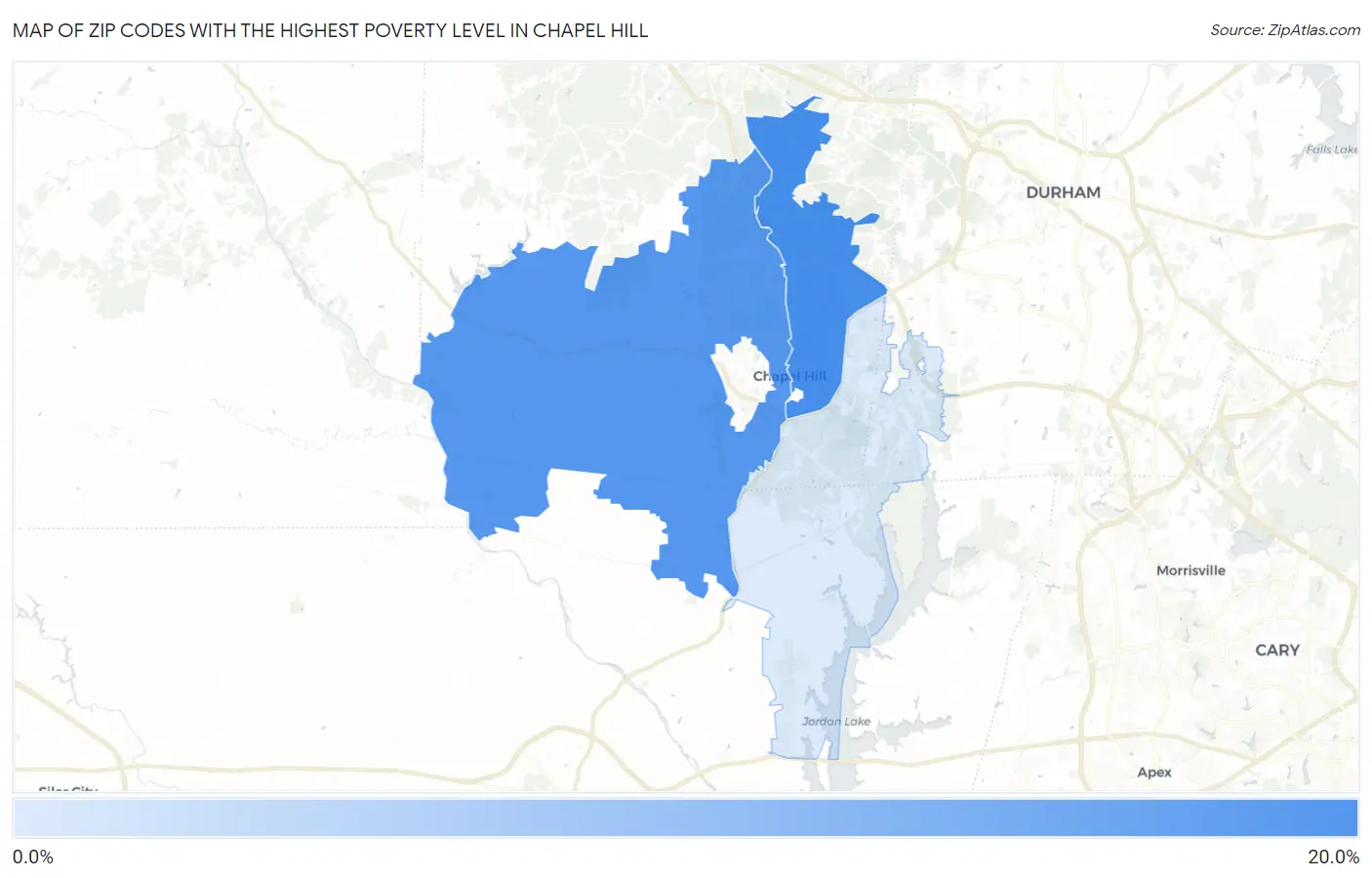 Zip Codes with the Highest Poverty Level in Chapel Hill Map
