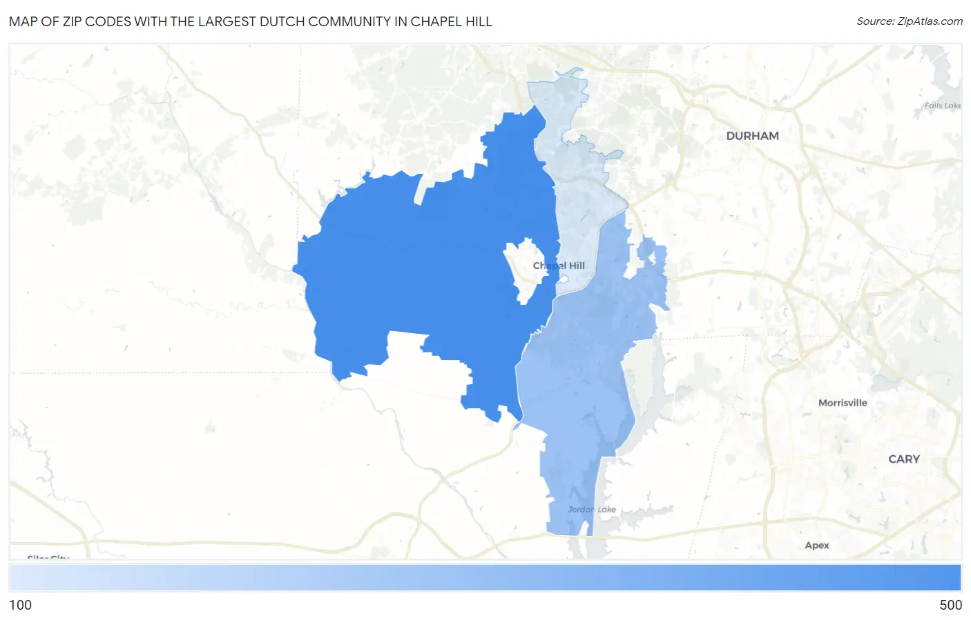 Zip Codes with the Largest Dutch Community in Chapel Hill Map