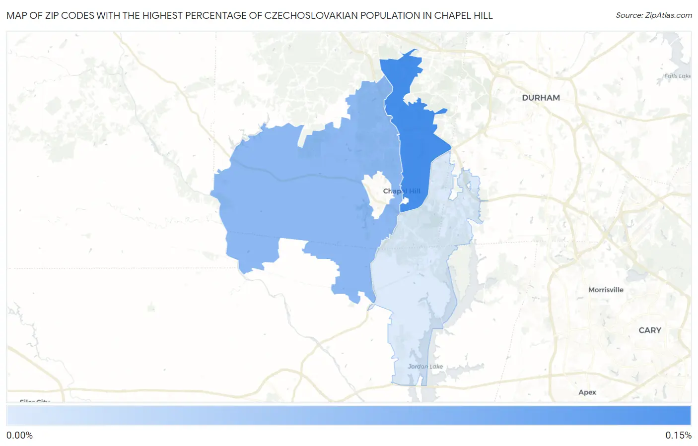 Zip Codes with the Highest Percentage of Czechoslovakian Population in Chapel Hill Map