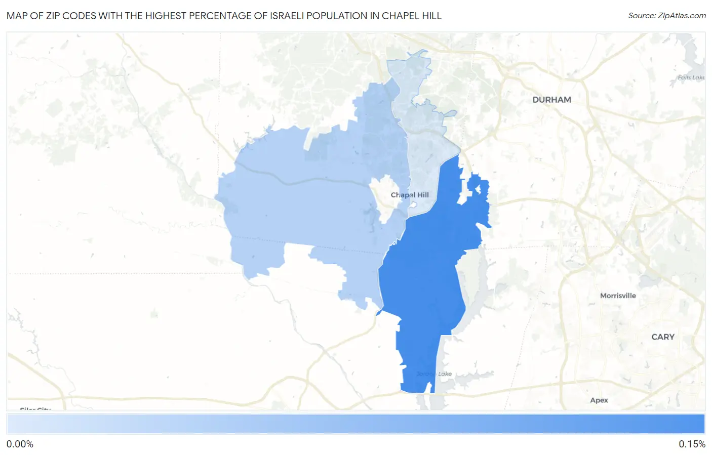 Zip Codes with the Highest Percentage of Israeli Population in Chapel Hill Map