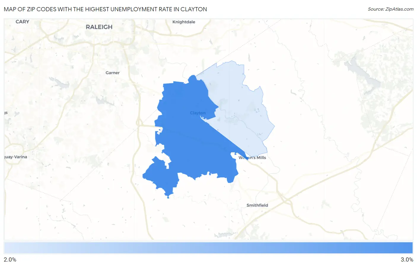 Zip Codes with the Highest Unemployment Rate in Clayton Map