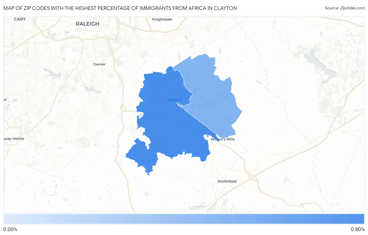 Zip Codes with the Highest Percentage of Immigrants from Africa in Clayton Map