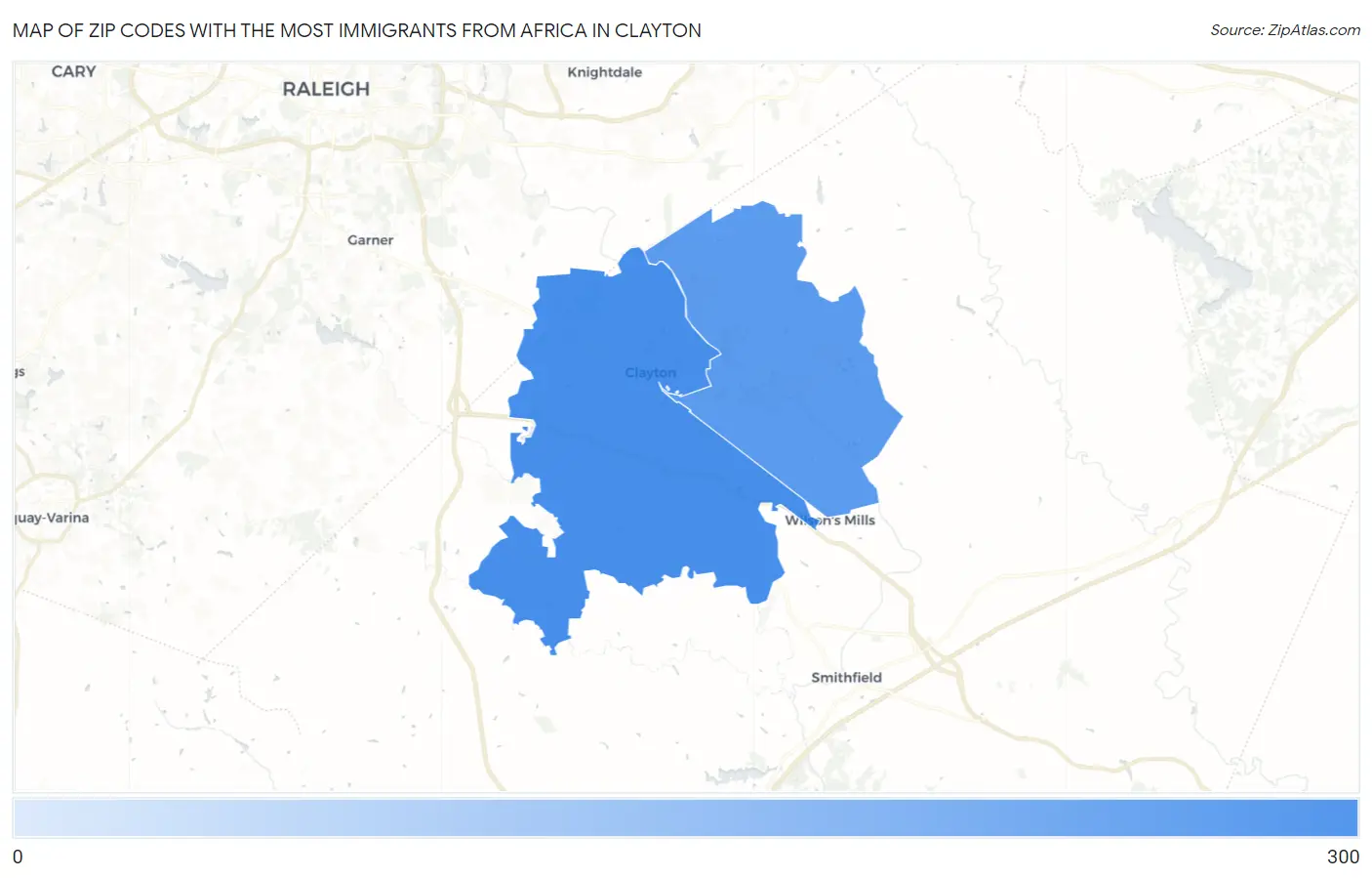 Zip Codes with the Most Immigrants from Africa in Clayton Map