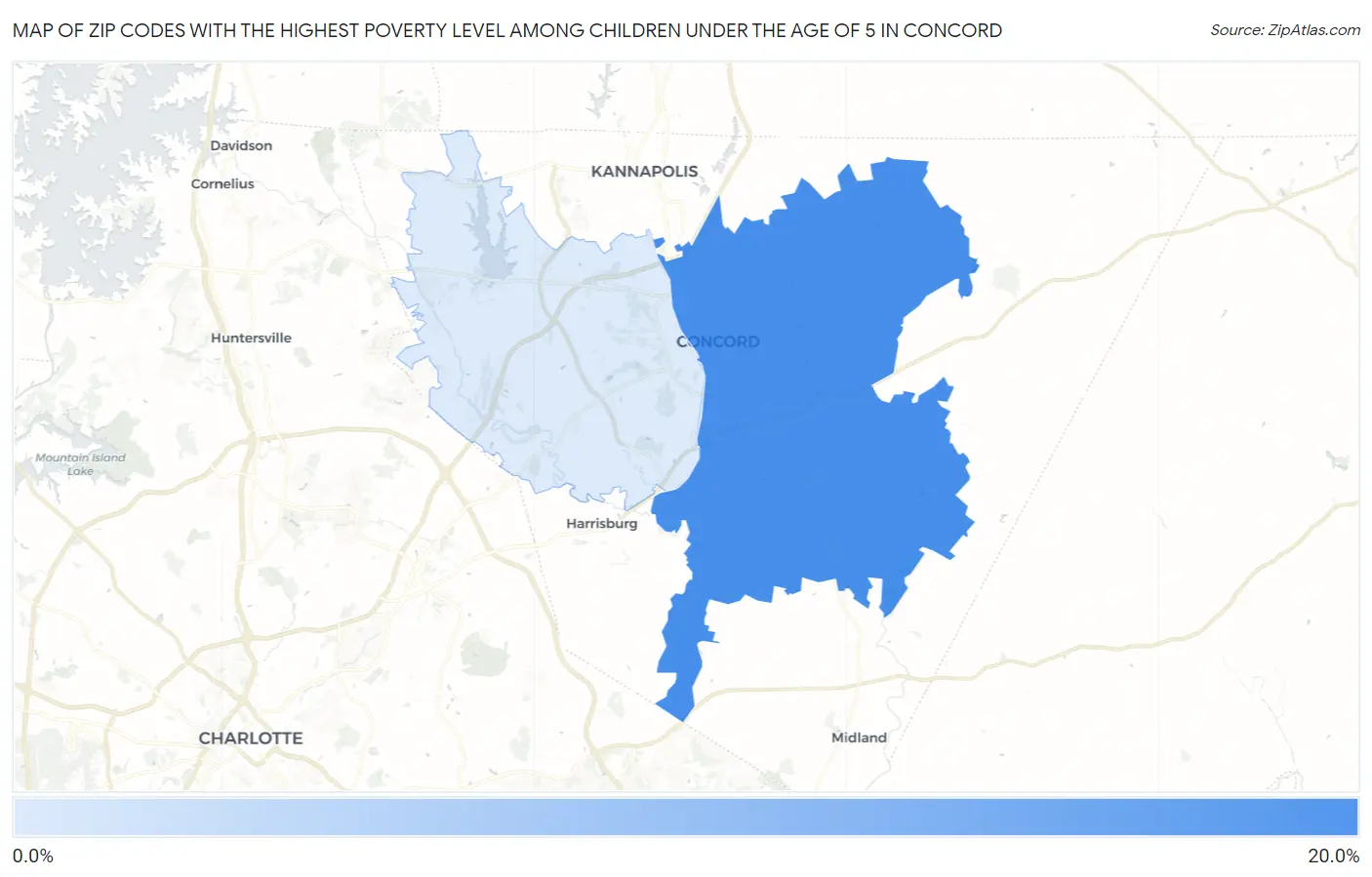 Zip Codes with the Highest Poverty Level Among Children Under the Age of 5 in Concord Map