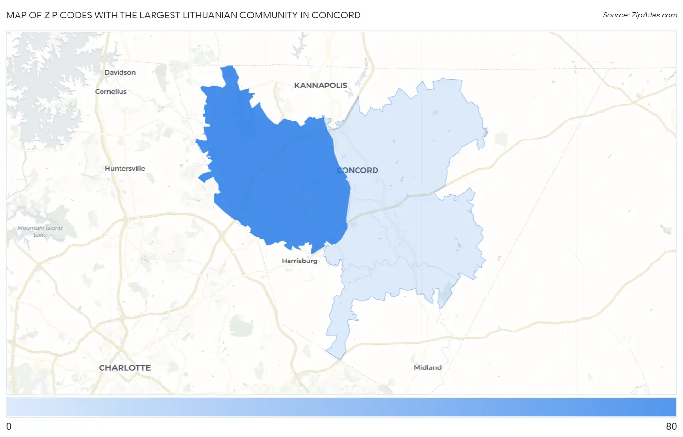 Zip Codes with the Largest Lithuanian Community in Concord Map