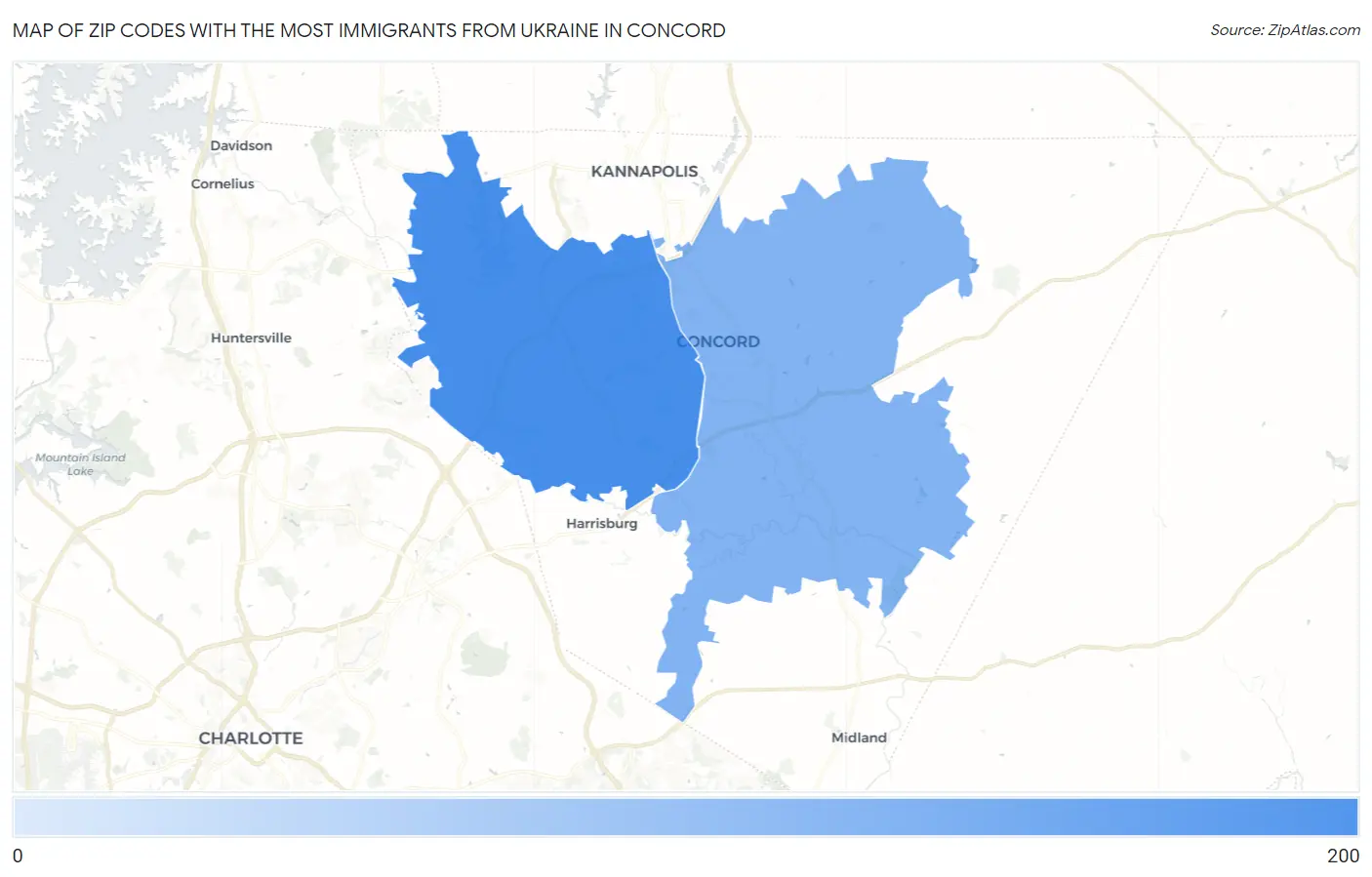 Zip Codes with the Most Immigrants from Ukraine in Concord Map