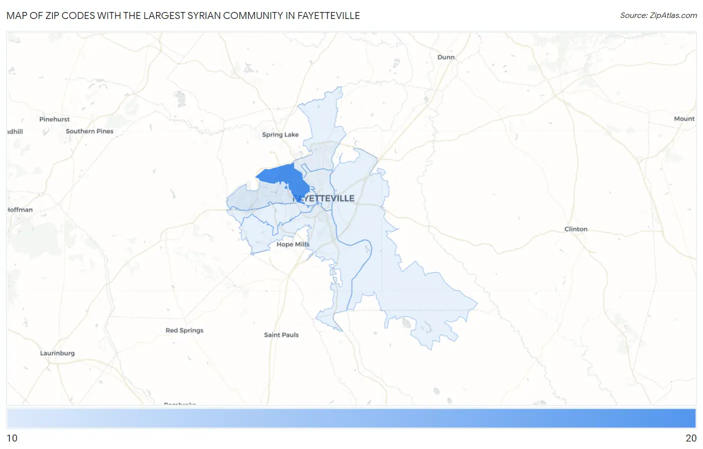 Zip Codes with the Largest Syrian Community in Fayetteville Map