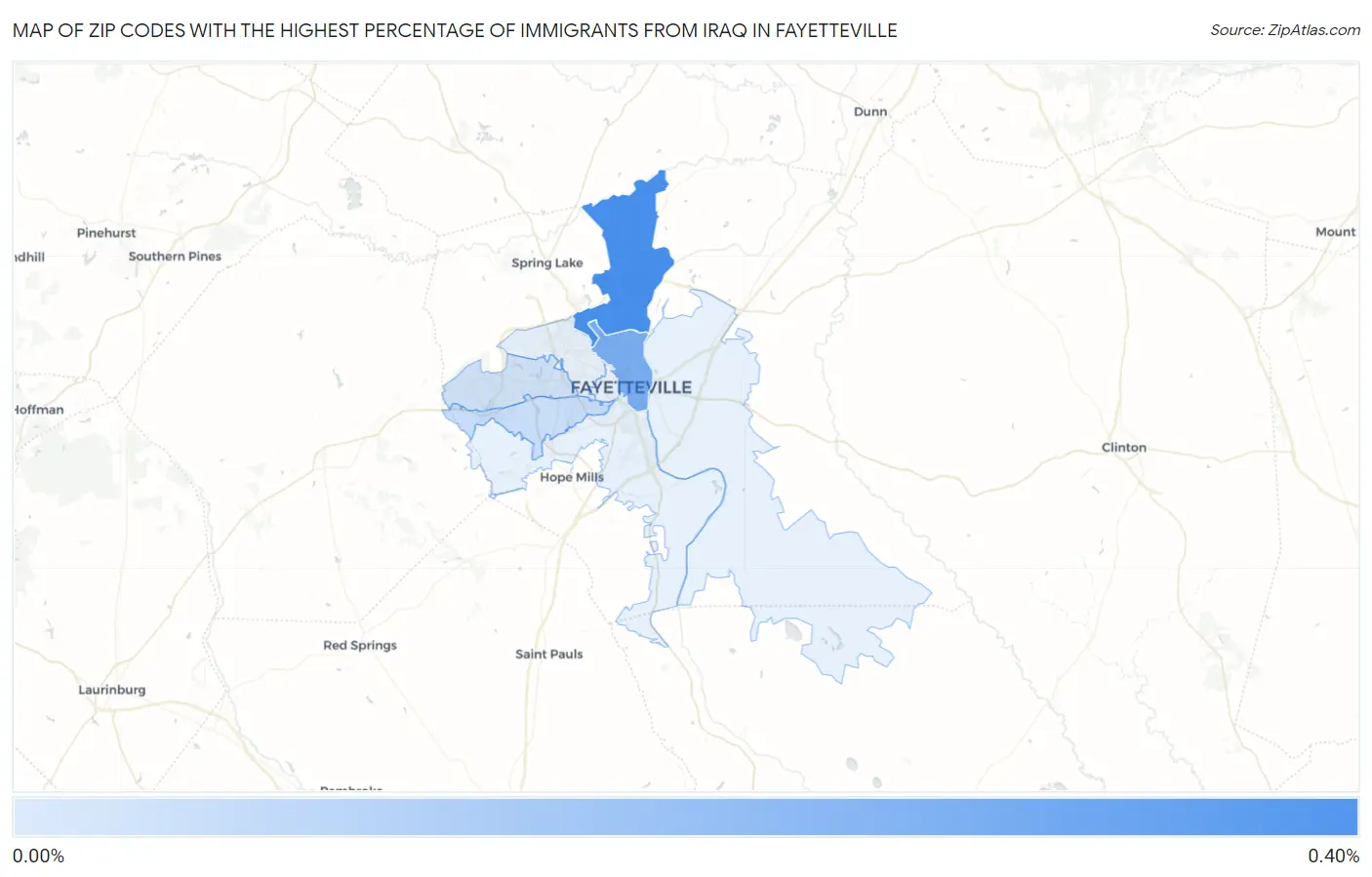 Zip Codes with the Highest Percentage of Immigrants from Iraq in Fayetteville Map