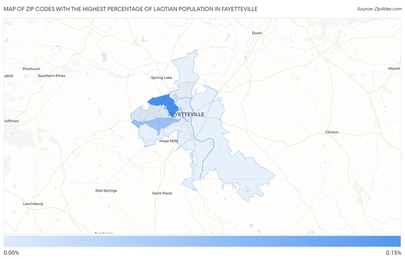 Zip Codes with the Highest Percentage of Laotian Population in Fayetteville Map