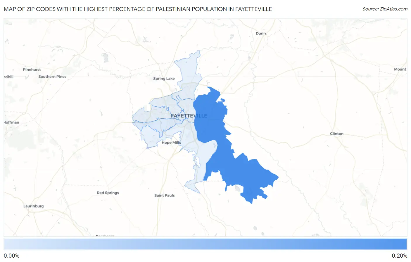 Zip Codes with the Highest Percentage of Palestinian Population in Fayetteville Map