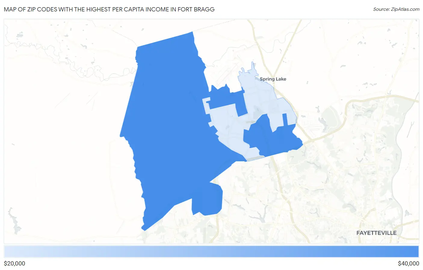 Zip Codes with the Highest Per Capita Income in Fort Bragg Map