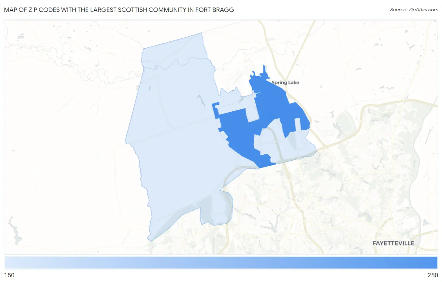 Zip Codes with the Largest Scottish Community in Fort Bragg Map