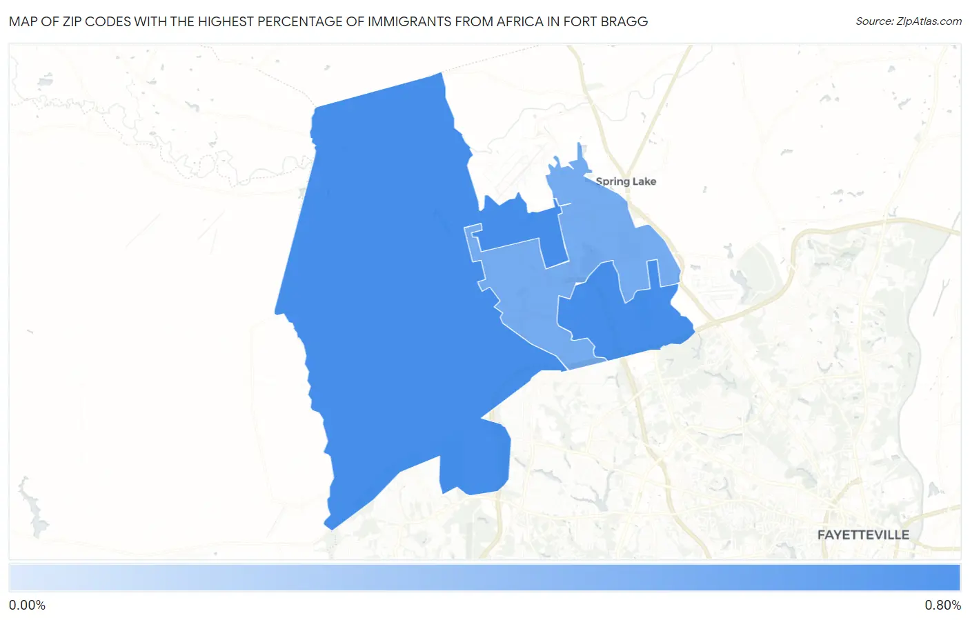 Zip Codes with the Highest Percentage of Immigrants from Africa in Fort Bragg Map