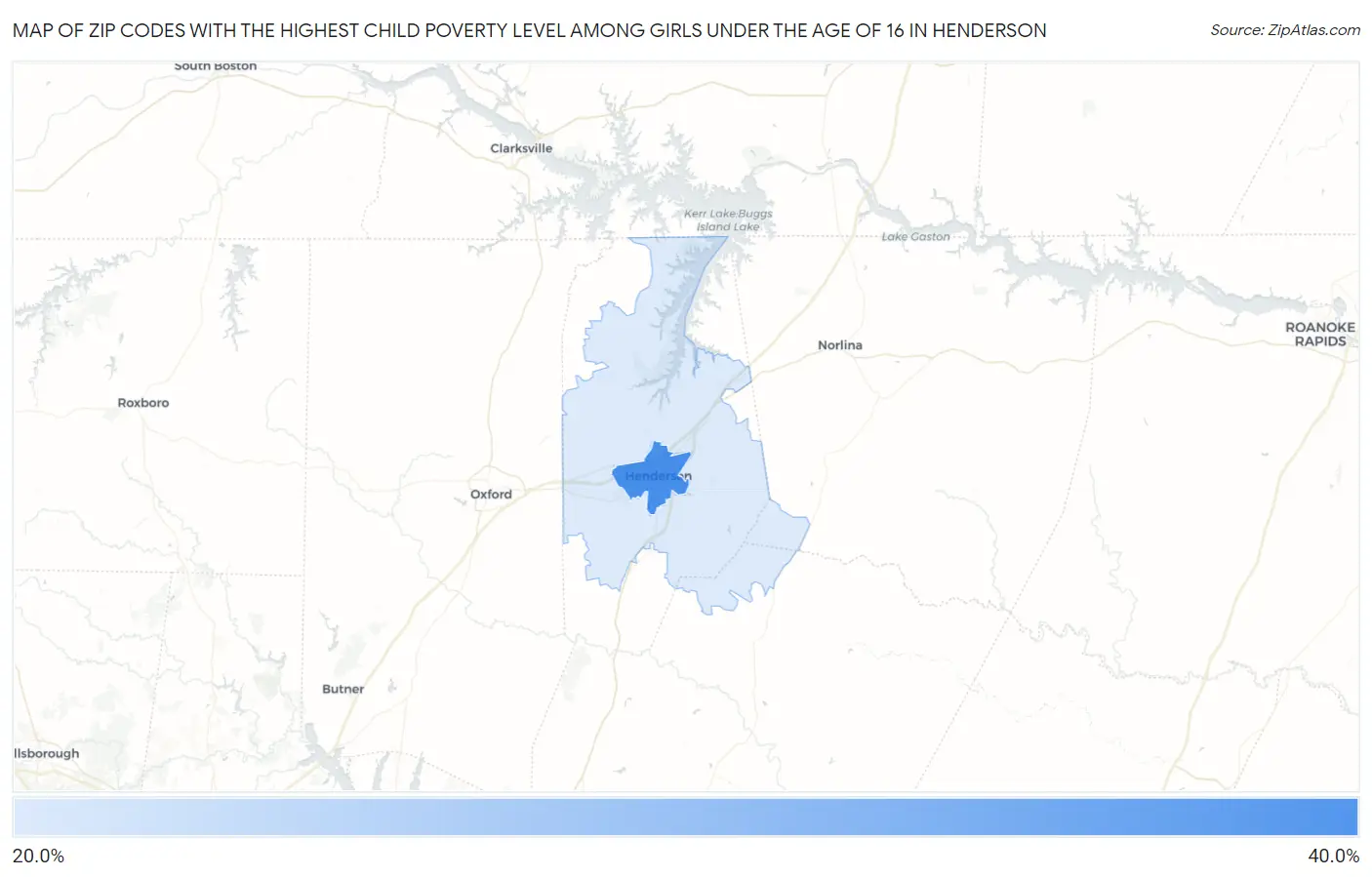 Zip Codes with the Highest Child Poverty Level Among Girls Under the Age of 16 in Henderson Map