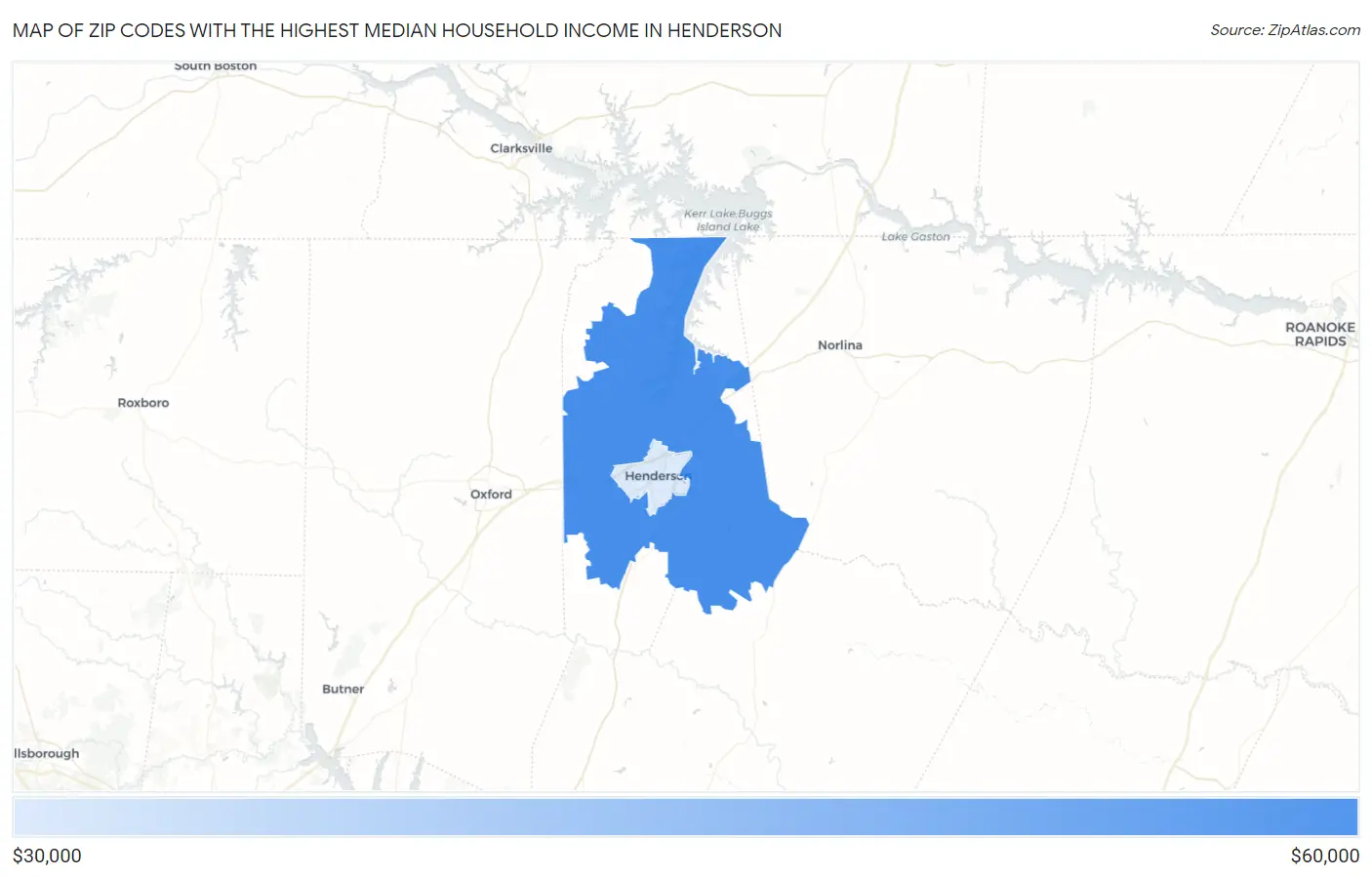 Zip Codes with the Highest Median Household Income in Henderson Map