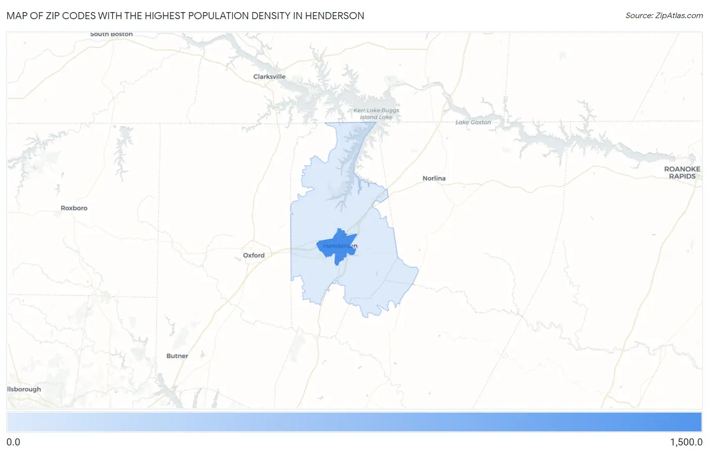 Zip Codes with the Highest Population Density in Henderson Map