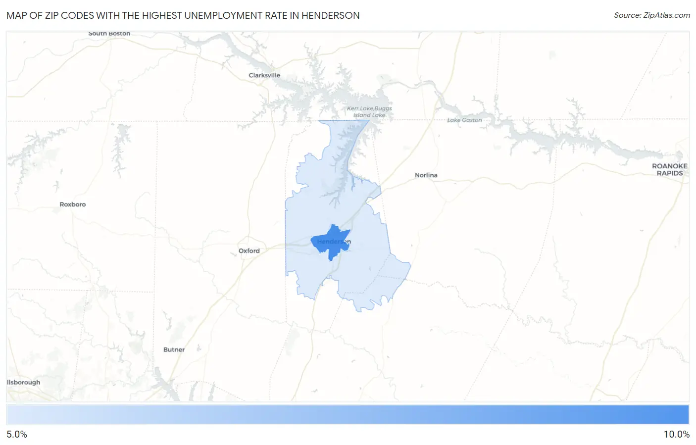Zip Codes with the Highest Unemployment Rate in Henderson Map