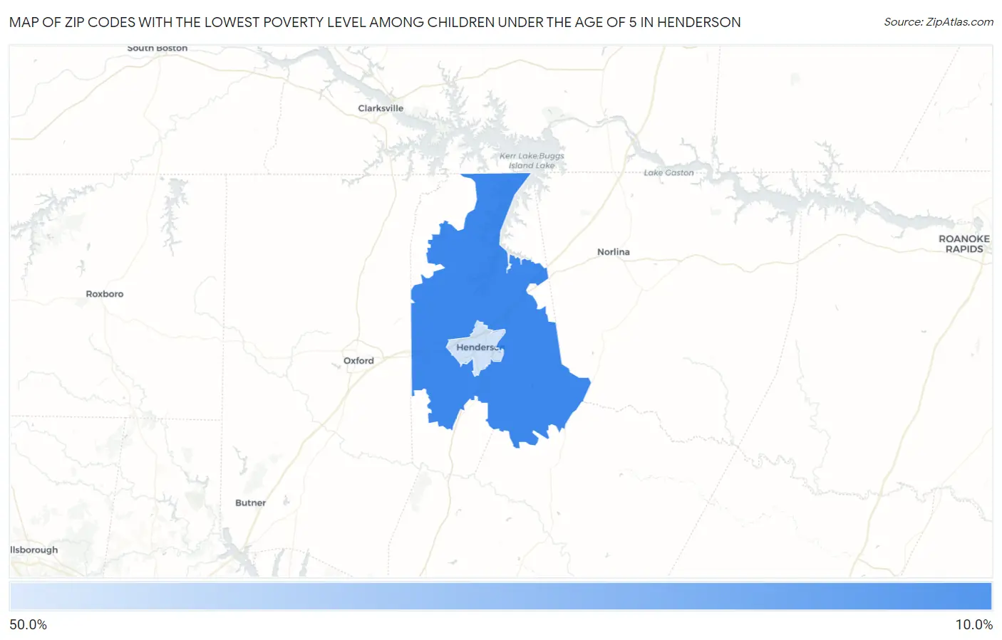 Zip Codes with the Lowest Poverty Level Among Children Under the Age of 5 in Henderson Map