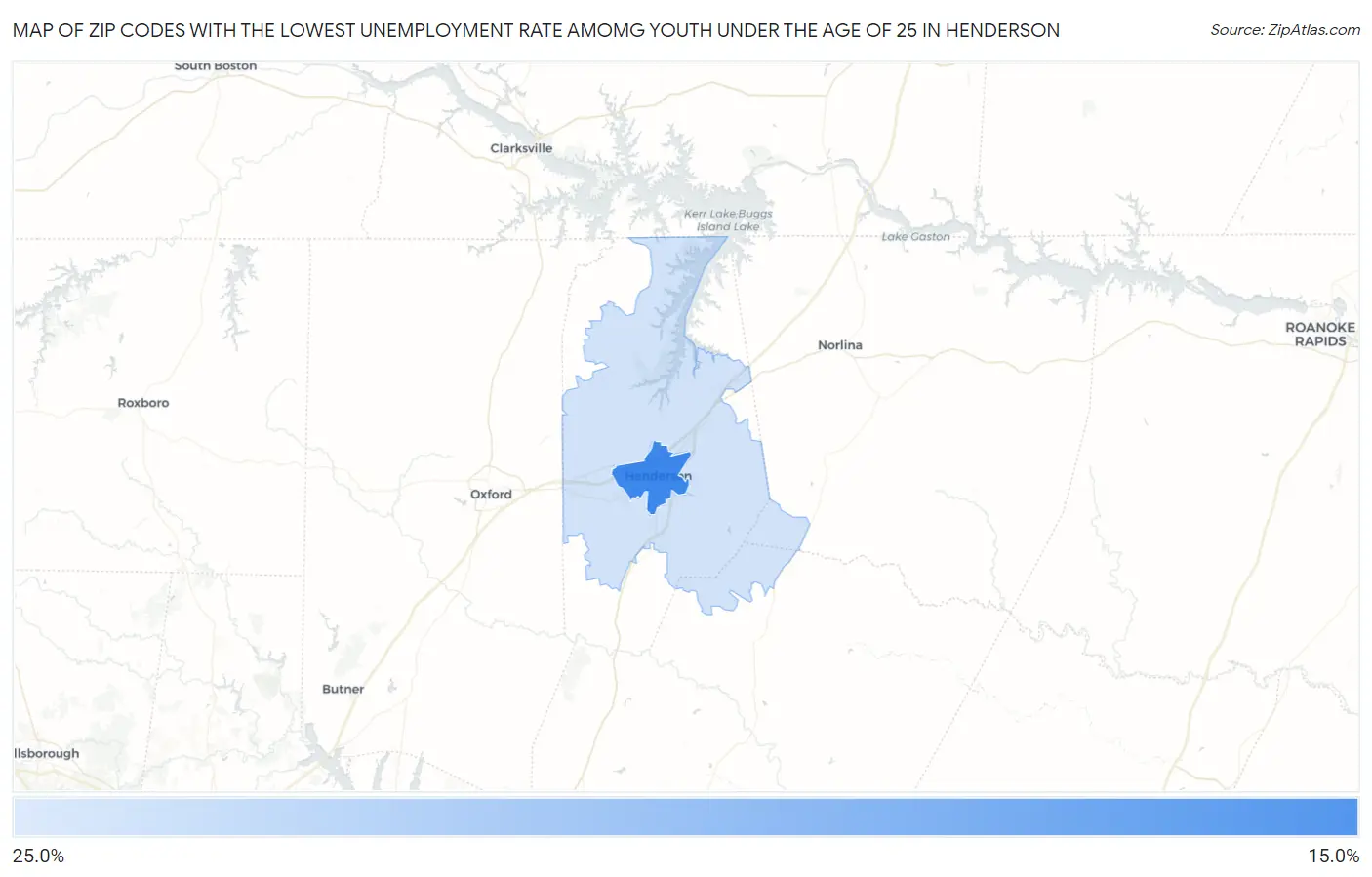 Zip Codes with the Lowest Unemployment Rate Amomg Youth Under the Age of 25 in Henderson Map