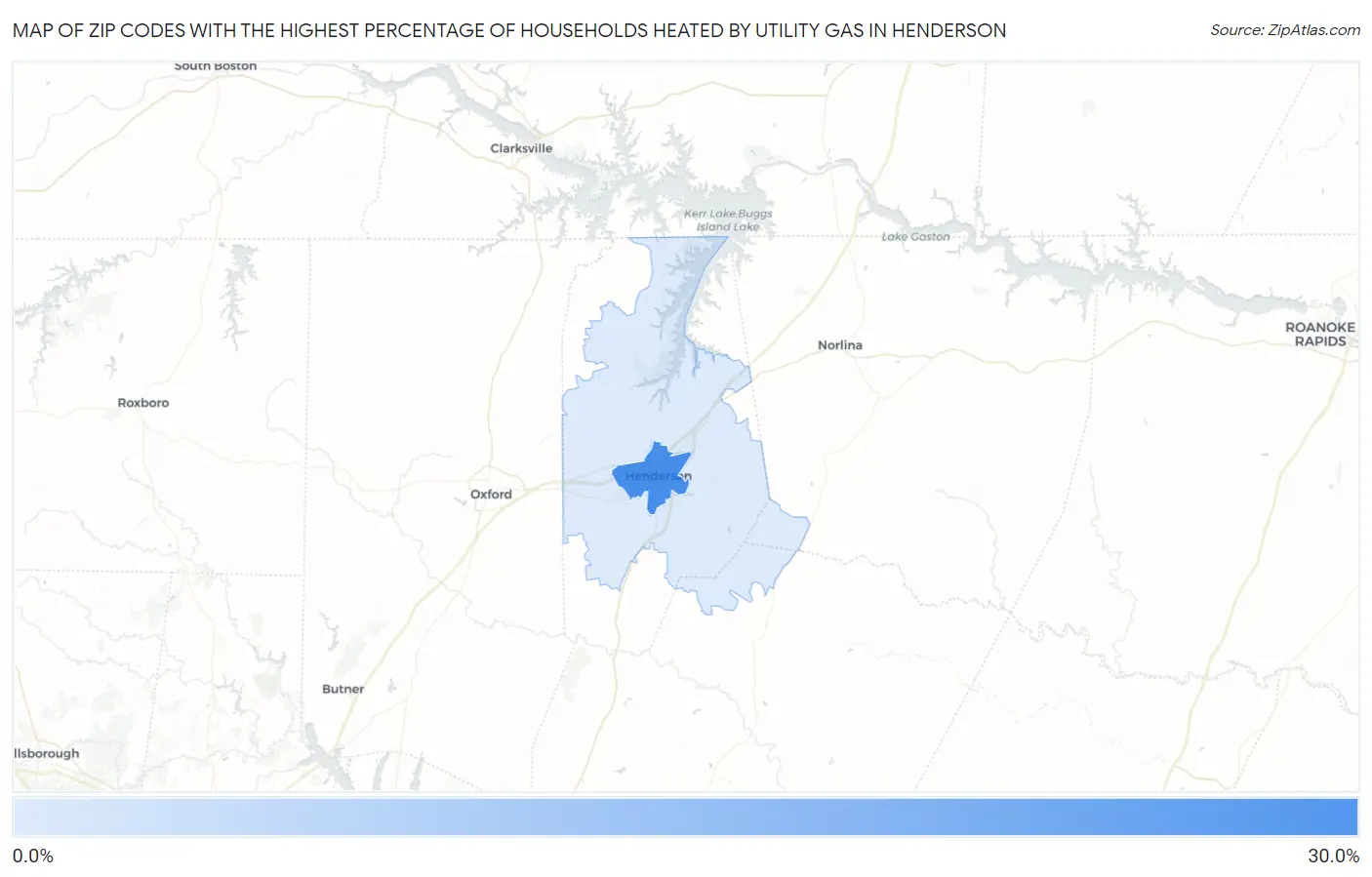 Zip Codes with the Highest Percentage of Households Heated by Utility Gas in Henderson Map