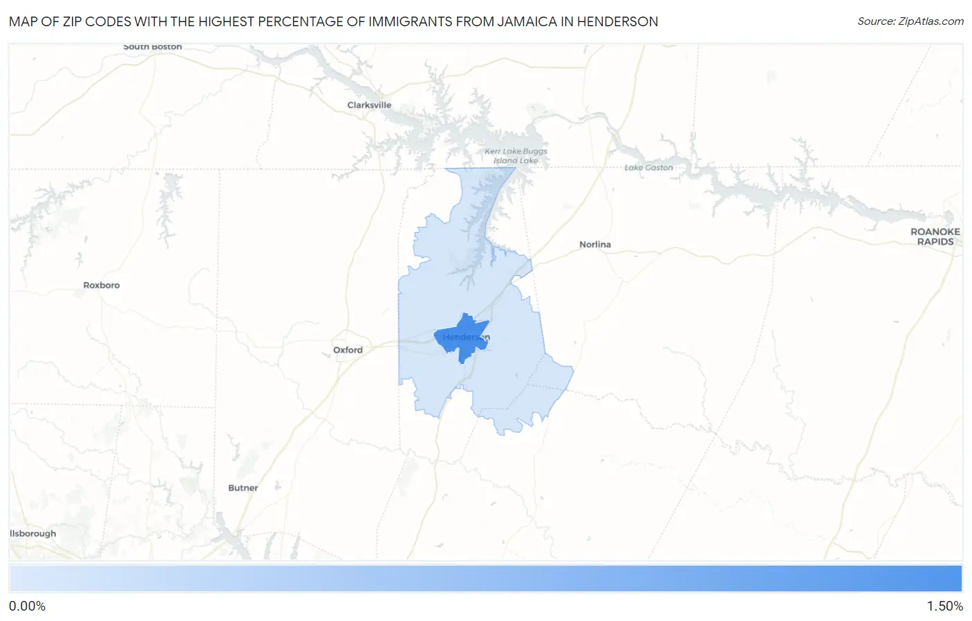 Zip Codes with the Highest Percentage of Immigrants from Jamaica in Henderson Map