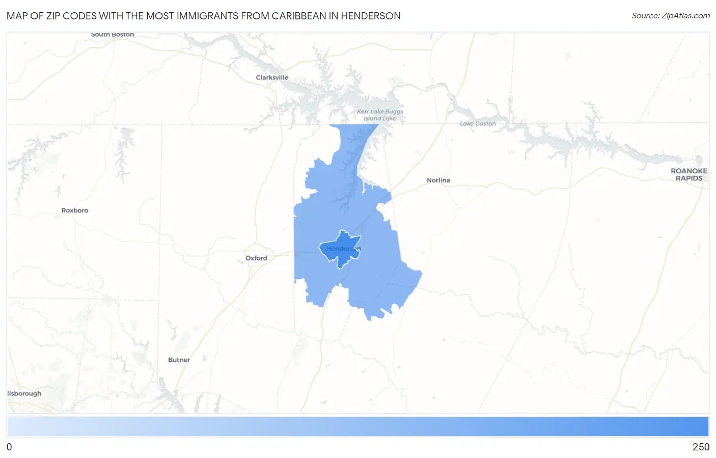 Zip Codes with the Most Immigrants from Caribbean in Henderson Map
