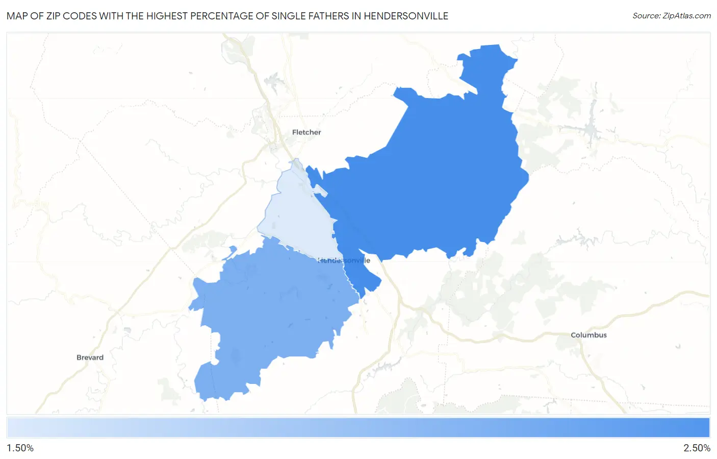 Zip Codes with the Highest Percentage of Single Fathers in Hendersonville Map