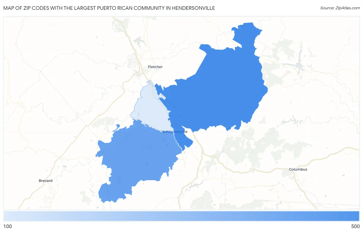Zip Codes with the Largest Puerto Rican Community in Hendersonville Map