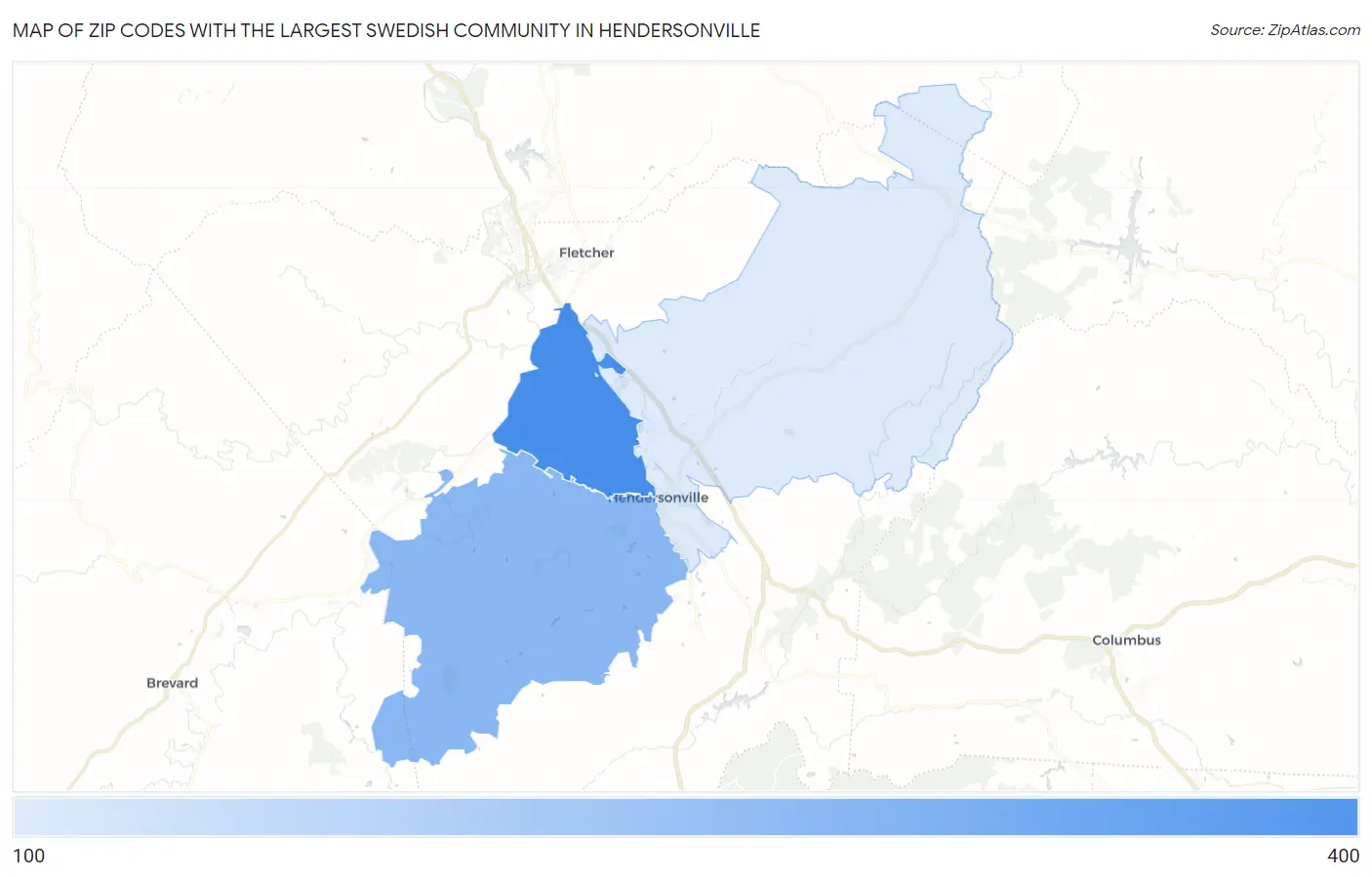 Zip Codes with the Largest Swedish Community in Hendersonville Map