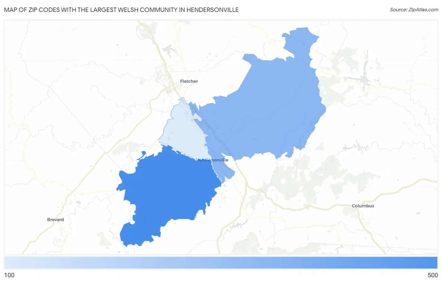 Zip Codes with the Largest Welsh Community in Hendersonville Map