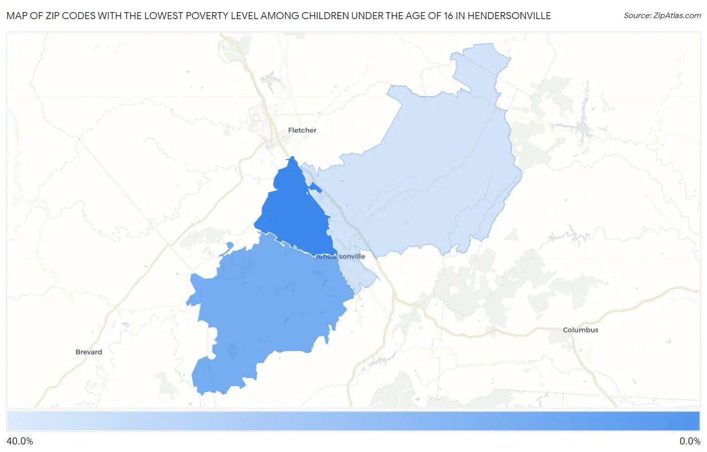 Zip Codes with the Lowest Poverty Level Among Children Under the Age of 16 in Hendersonville Map