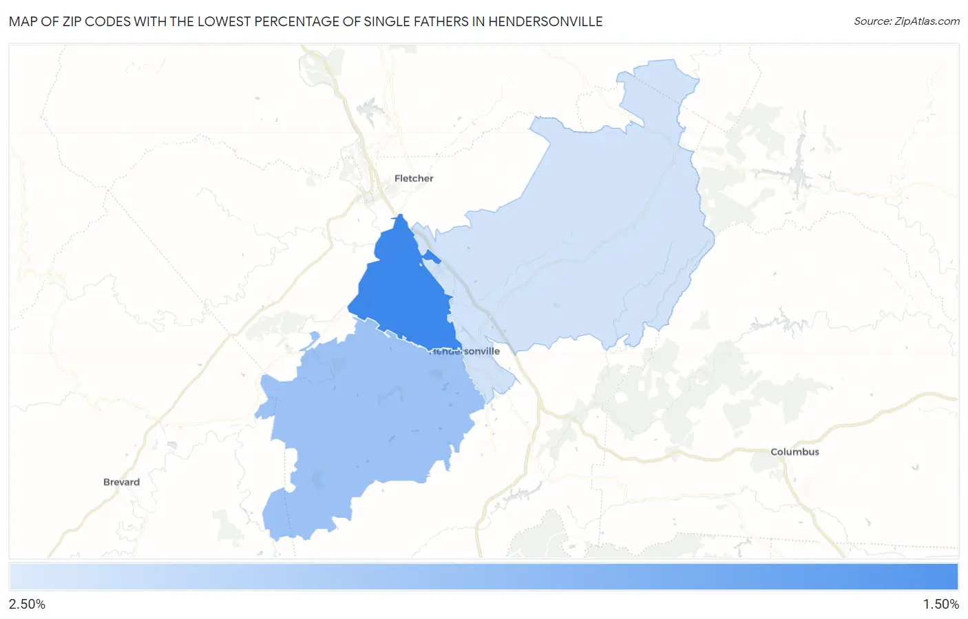 Zip Codes with the Lowest Percentage of Single Fathers in Hendersonville Map