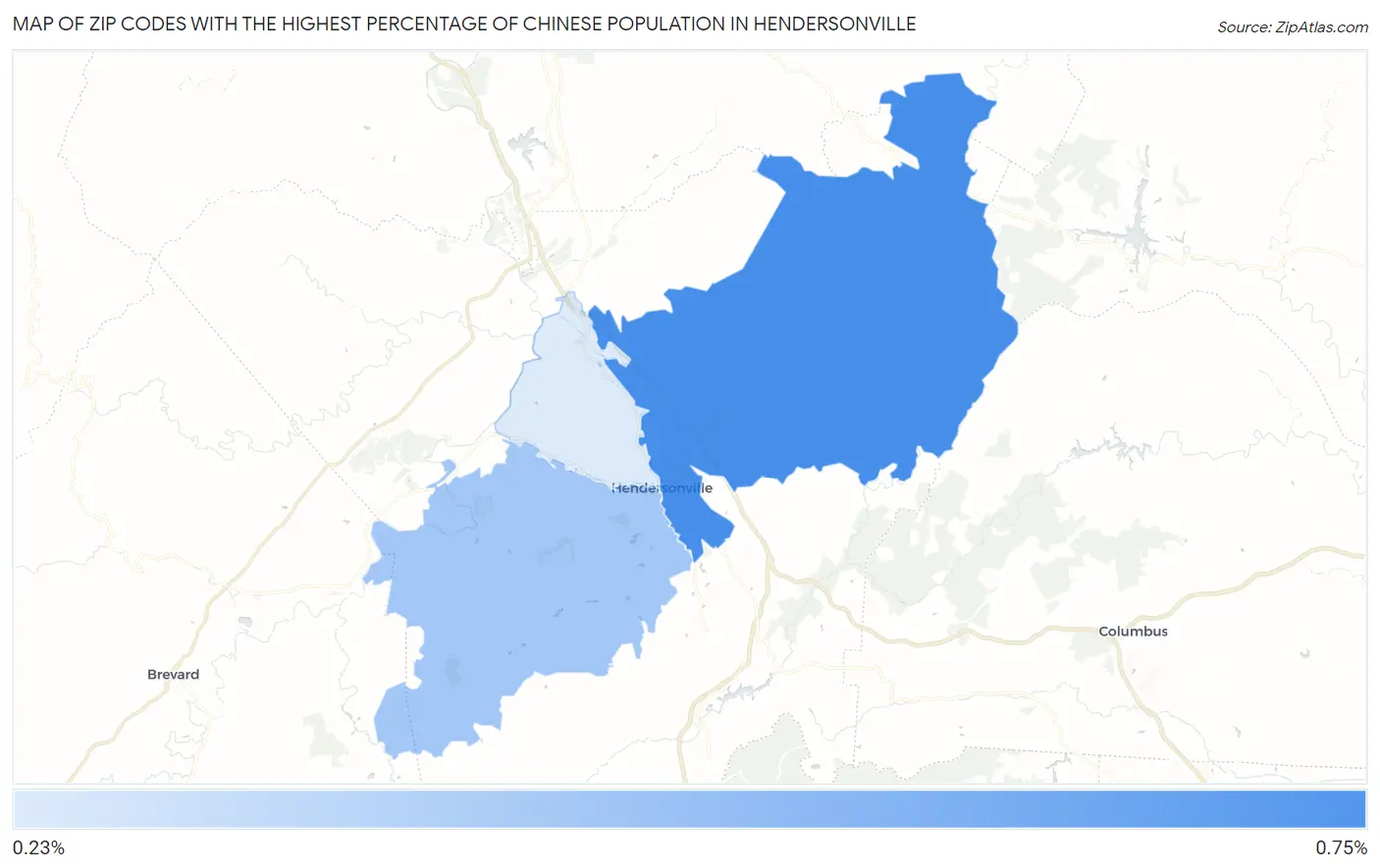 Zip Codes with the Highest Percentage of Chinese Population in Hendersonville Map