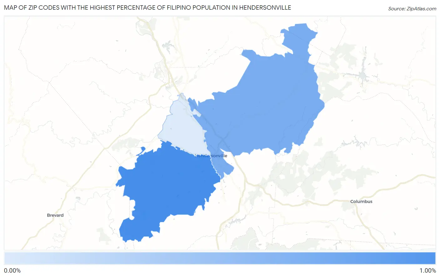 Zip Codes with the Highest Percentage of Filipino Population in Hendersonville Map