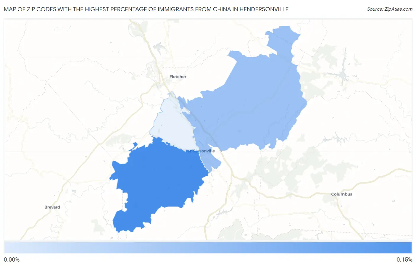 Zip Codes with the Highest Percentage of Immigrants from China in Hendersonville Map