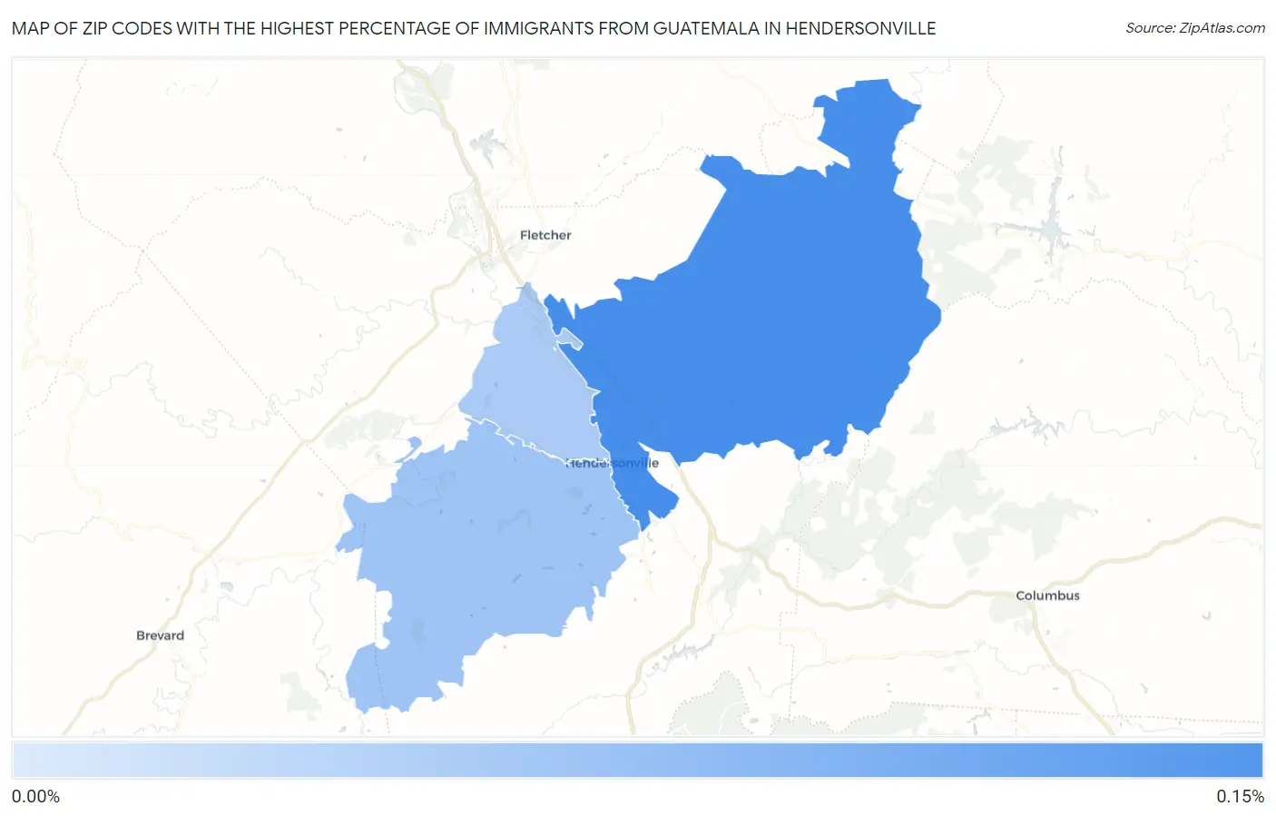 Zip Codes with the Highest Percentage of Immigrants from Guatemala in Hendersonville Map