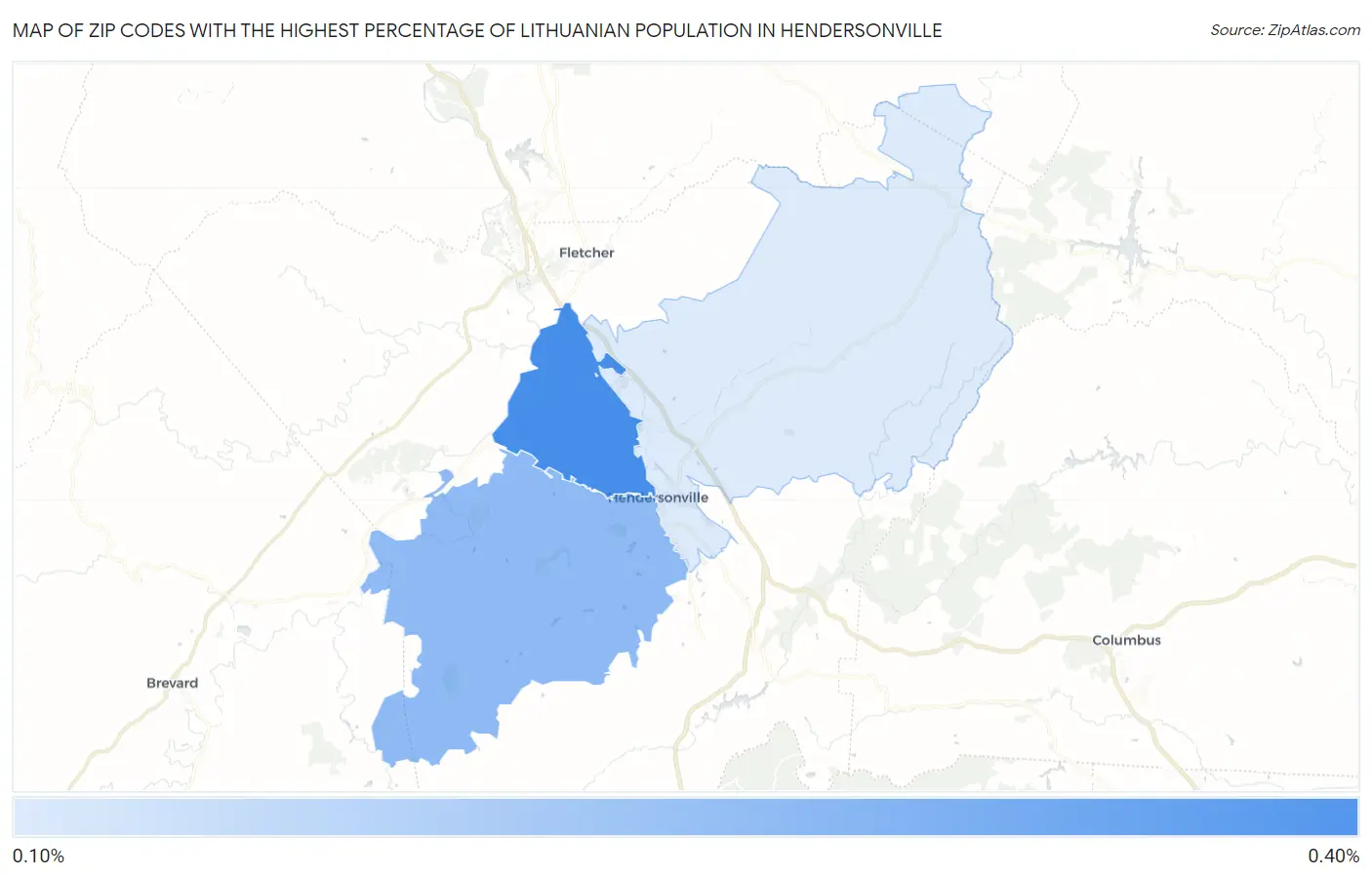 Zip Codes with the Highest Percentage of Lithuanian Population in Hendersonville Map