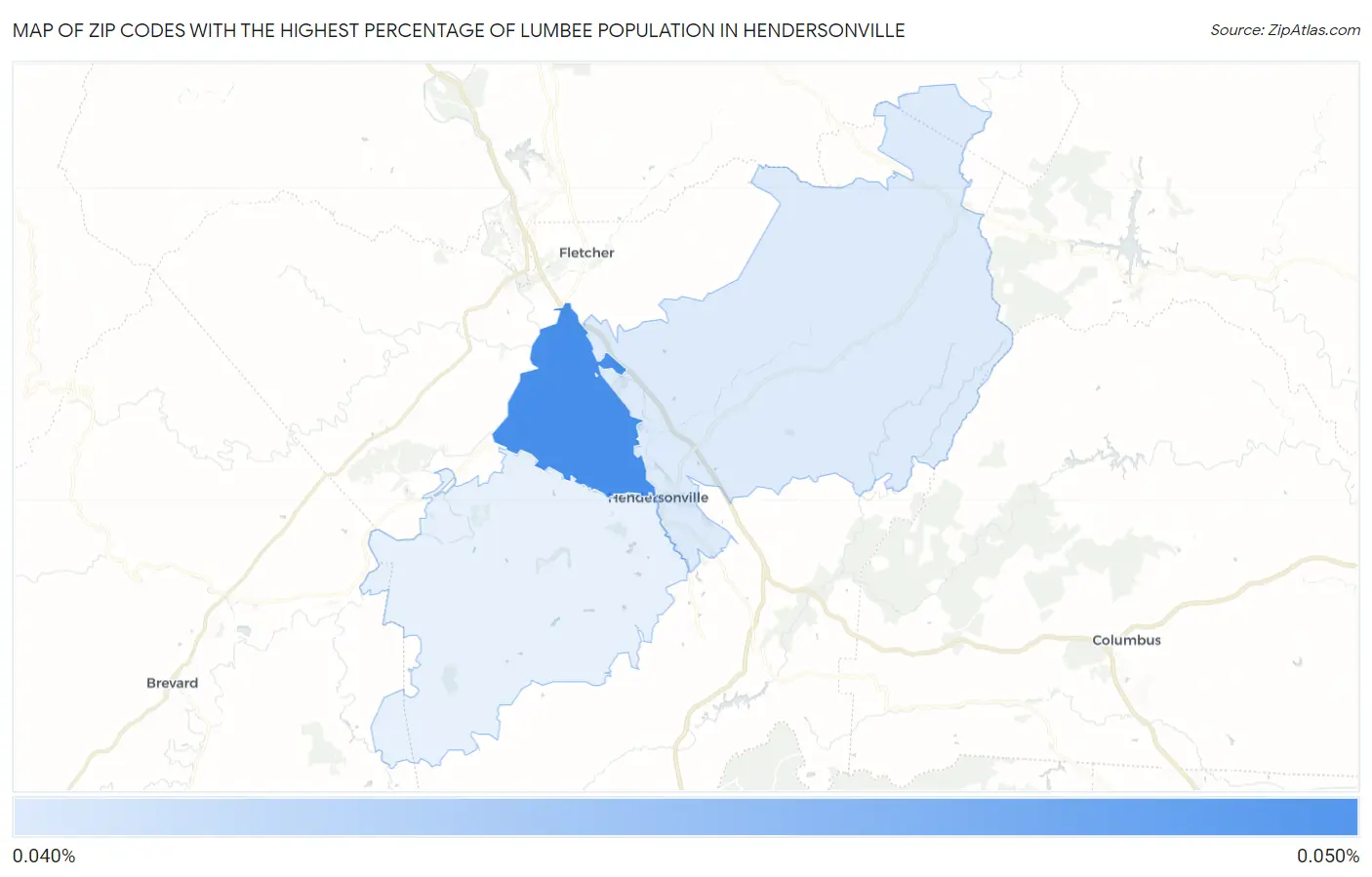 Zip Codes with the Highest Percentage of Lumbee Population in Hendersonville Map