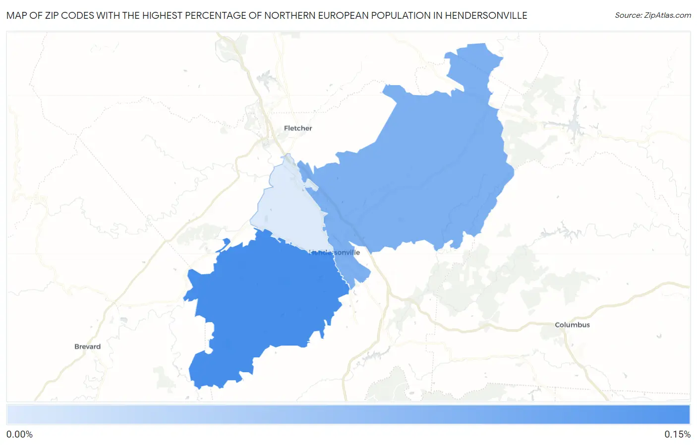 Zip Codes with the Highest Percentage of Northern European Population in Hendersonville Map