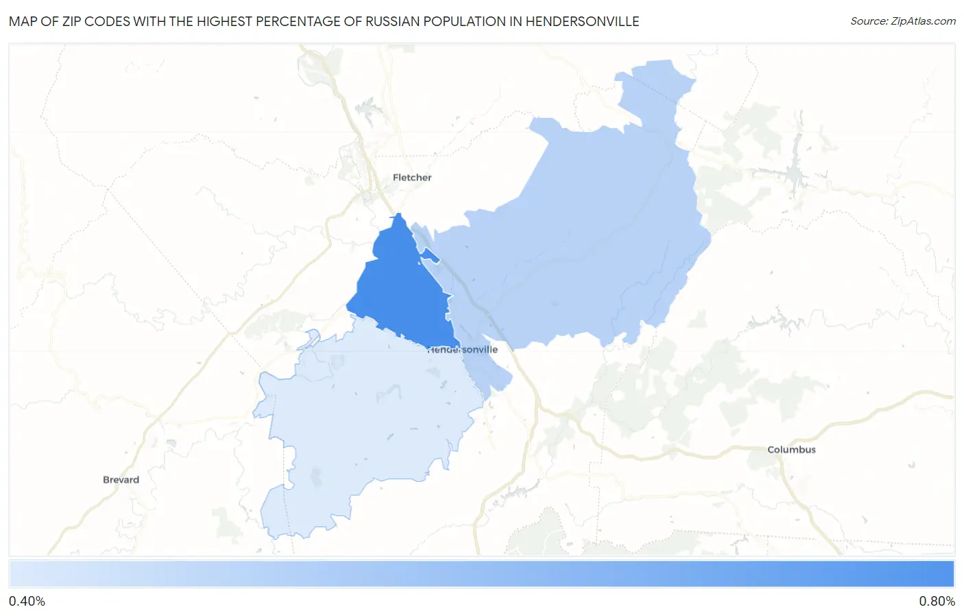 Zip Codes with the Highest Percentage of Russian Population in Hendersonville Map