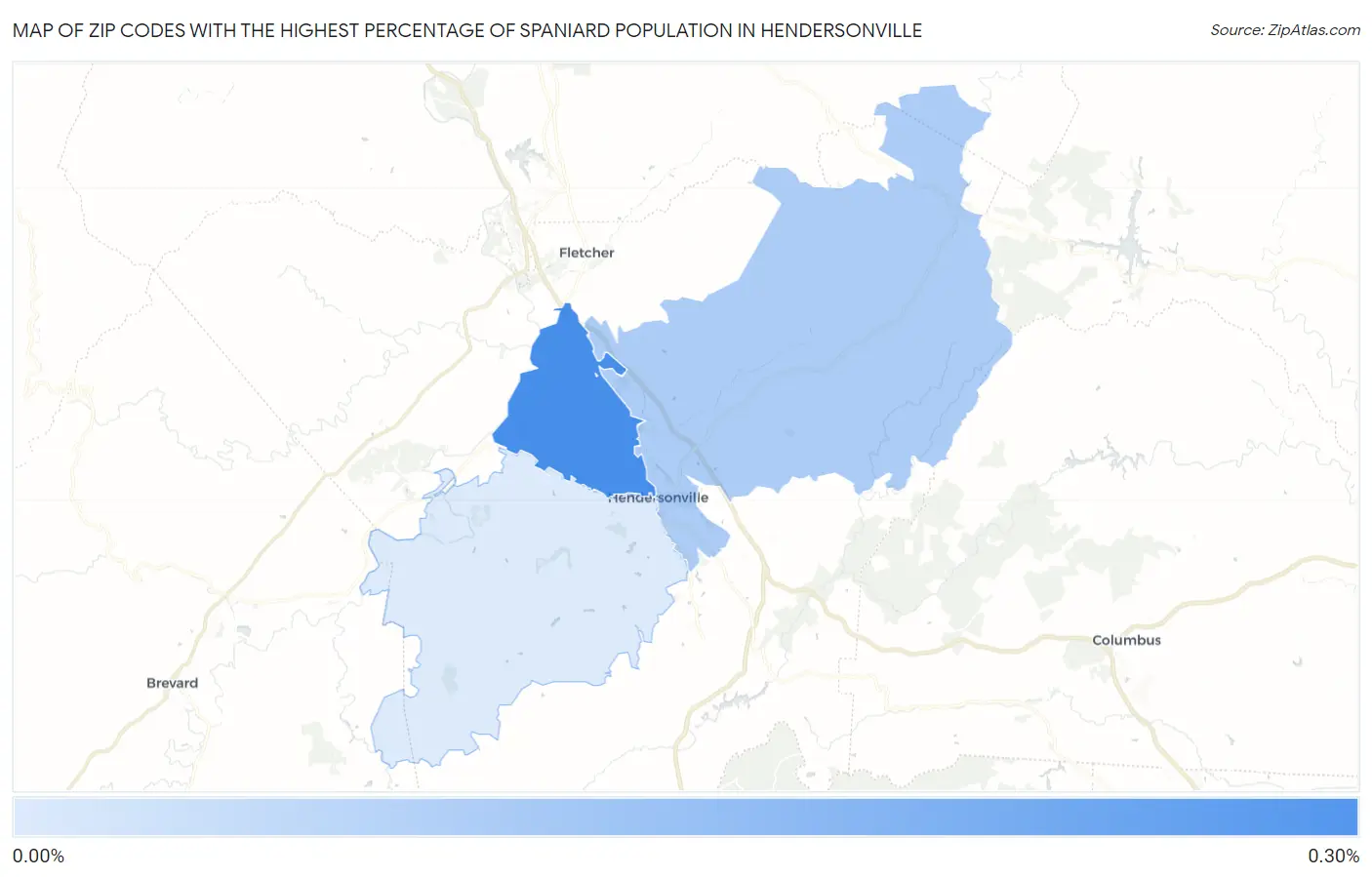 Zip Codes with the Highest Percentage of Spaniard Population in Hendersonville Map