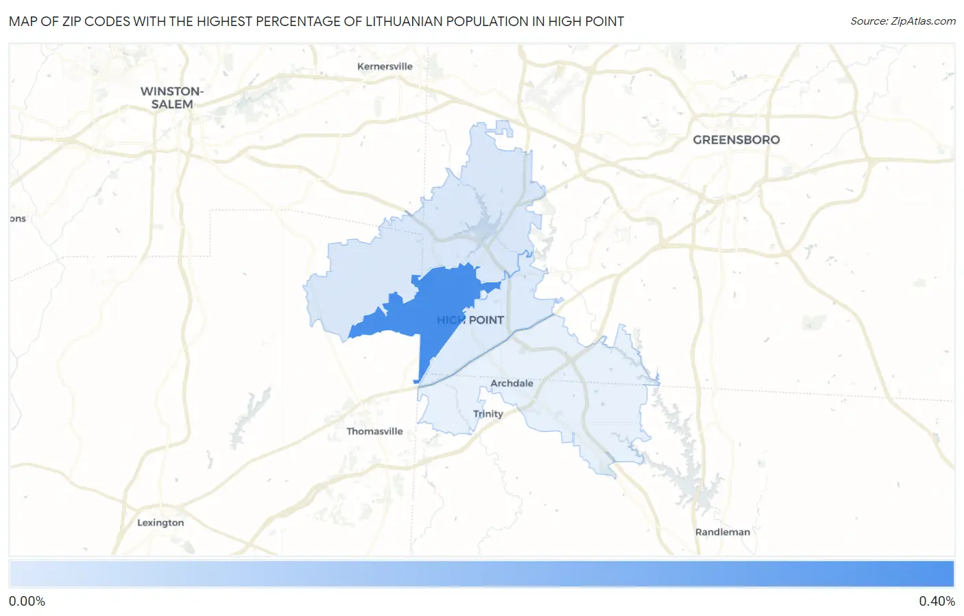 Zip Codes with the Highest Percentage of Lithuanian Population in High Point Map