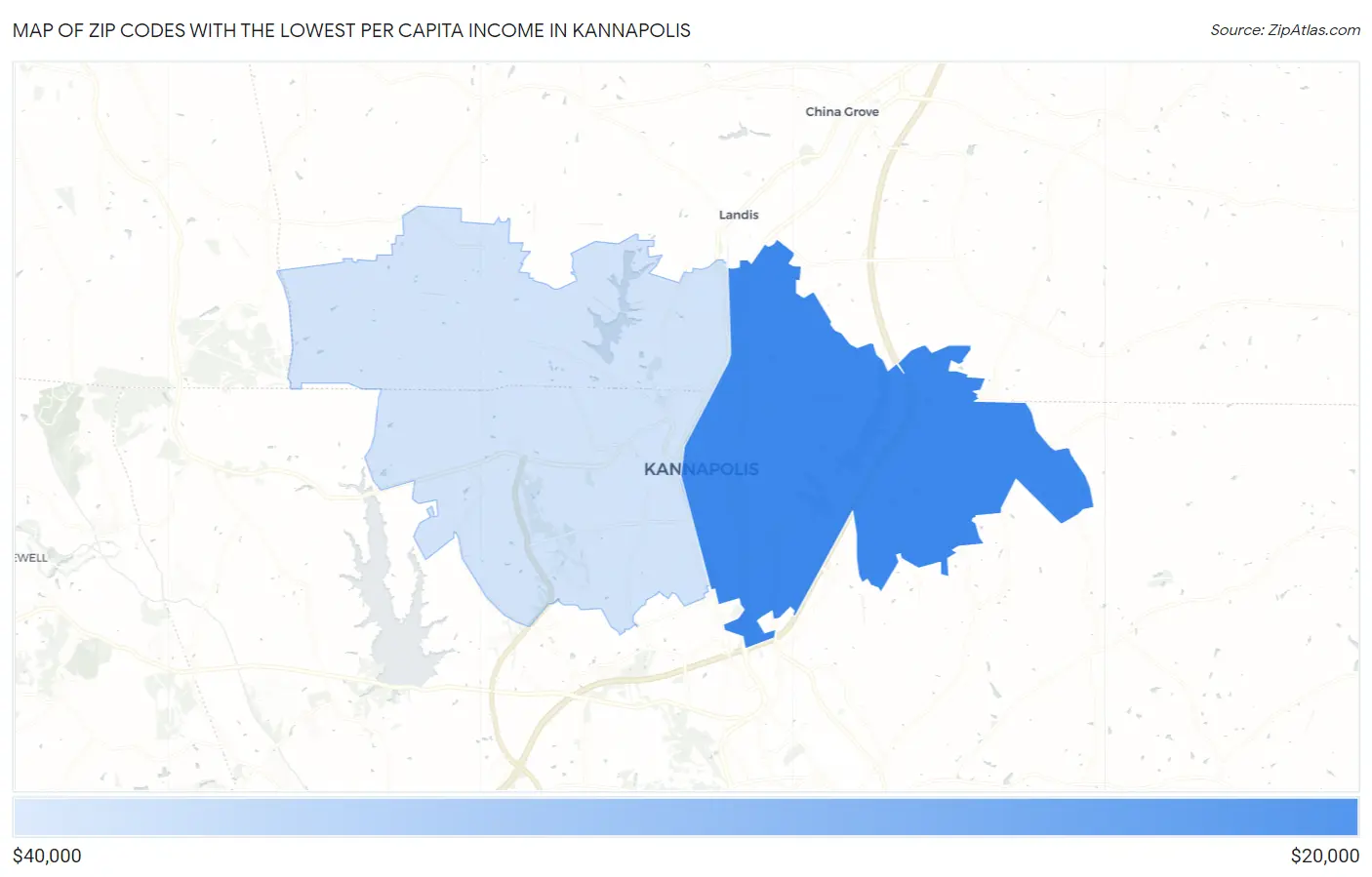 Zip Codes with the Lowest Per Capita Income in Kannapolis Map