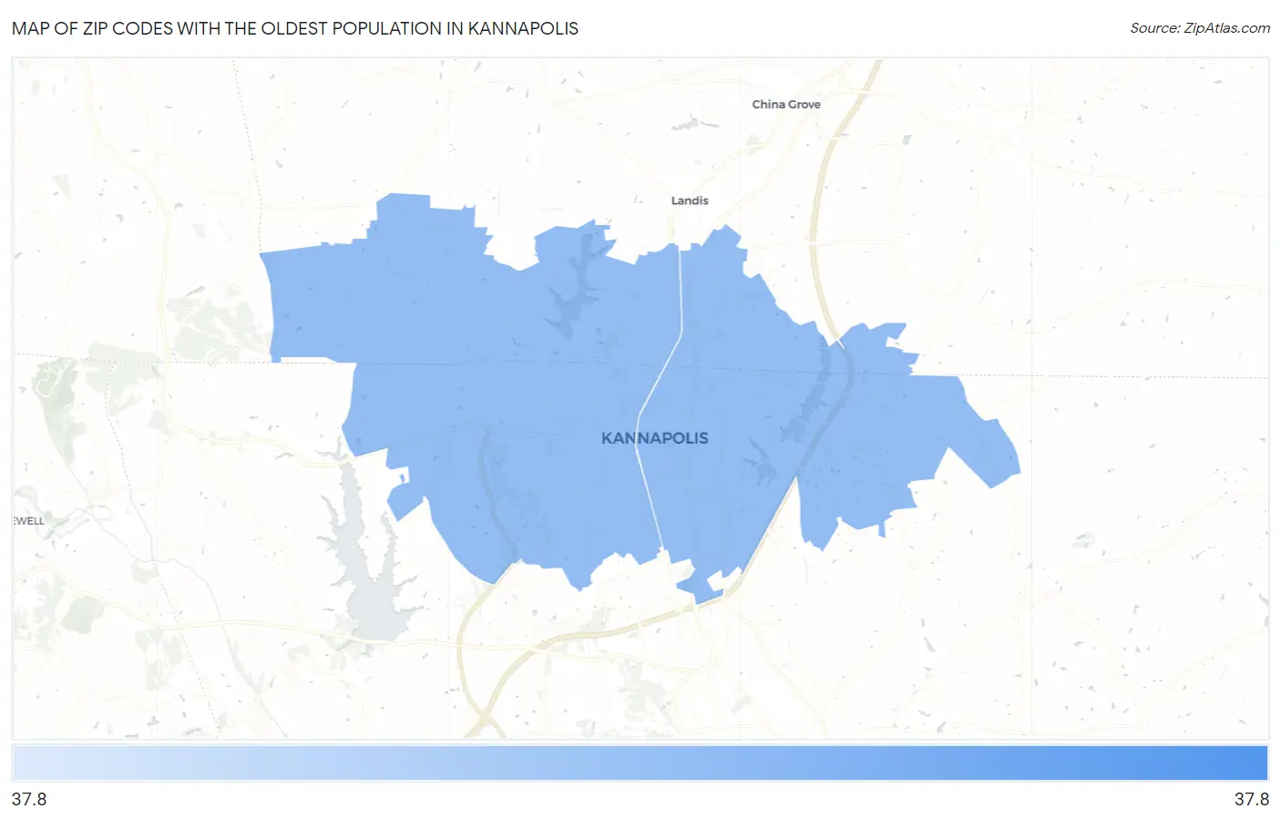 Zip Codes with the Oldest Population in Kannapolis Map